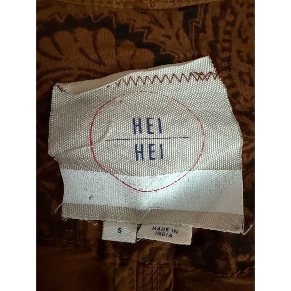 Hei Hei Anthropologie Linen Blend Boho Open Front Jacket Brown Boho Fall Small - Picture 8 of 9